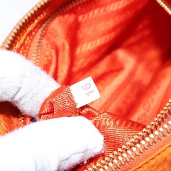 PRADA Accessory Pouch Nylon Orange Gold Auth 139357 - Picture 11 of 16